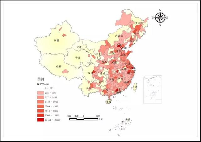 圖14 我國地級市gdp分佈圖(數據來源:中國城市統計年鑑)